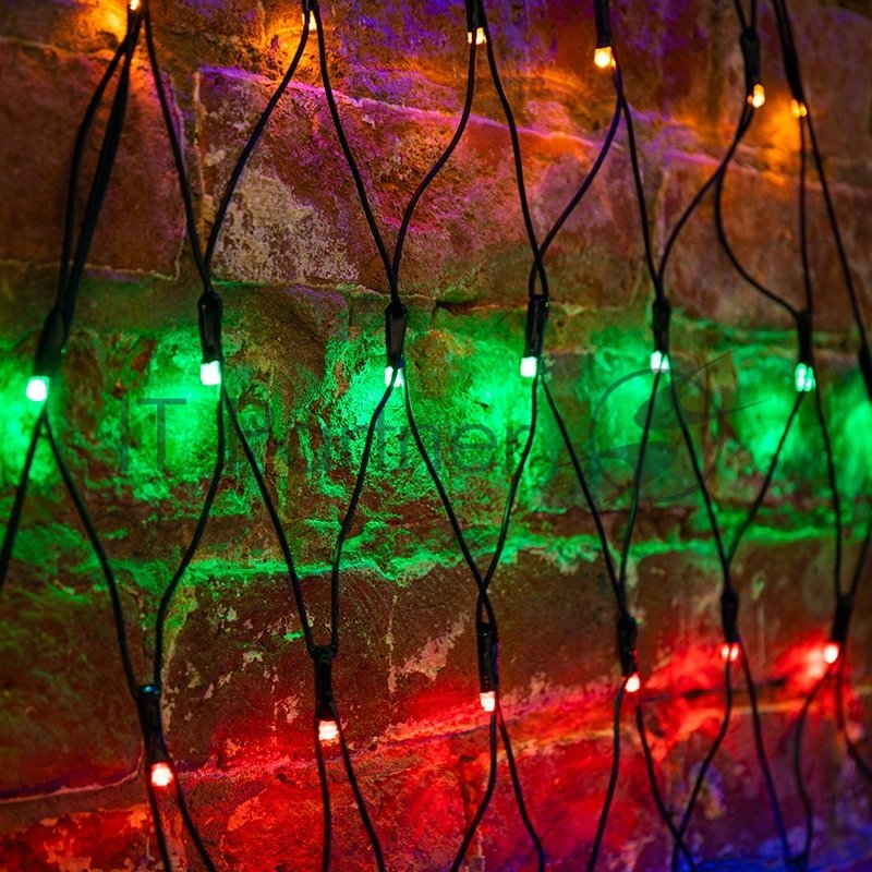 Гирлянда Neon-night "Сеть" 2х2х1.5м, свечение с динамикой, черный ПВХ, 136 LED, 230 В, цвет: Мультиколор