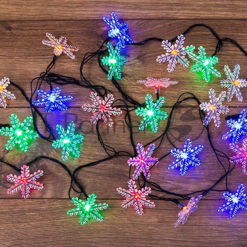 Гирлянда светодиодная Neon-night "Снежинки" 30 LED МУЛЬТИКОЛОР 4,4 метра с контроллером
