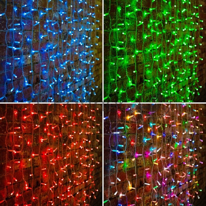 Гирлянда Neon-night "Светодиодный Дождь" 2х1,5м, прозрачный провод, 230 В, диоды RGb, 300 LED свечение с динамикой при приобретении контроллера 245-907