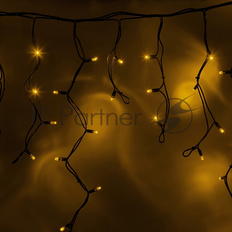 Гирлянда Neon-night Айсикл (бахрома) светодиодный, 5,6 х 0,9 м, черный провод "каучук", 230 В, диоды желтые, 240 LED