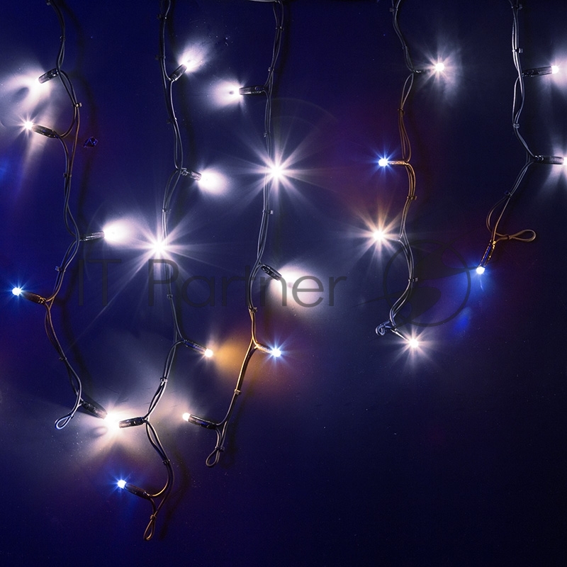 Гирлянда Neon-night Айсикл (бахрома) светодиодный, 4,0 х 0,6 м, с эффектом мерцания, черный провод каучук, 230 В, диоды белые,