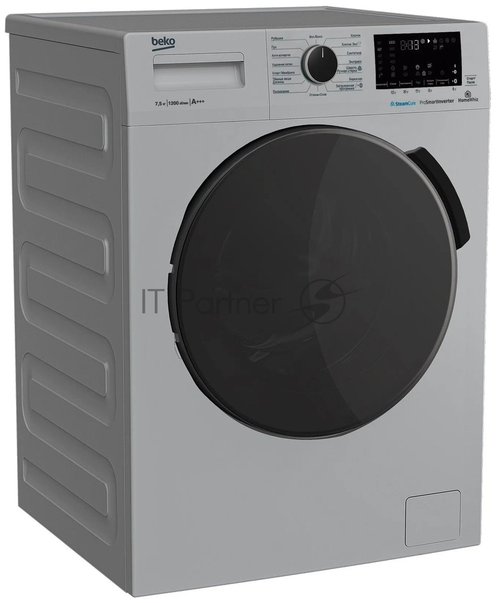 Стиральная машина Beko WSPE7H616S cеребристый, загрузка фронтальная 7,5 кг, 1200 об/мин., класс: А
