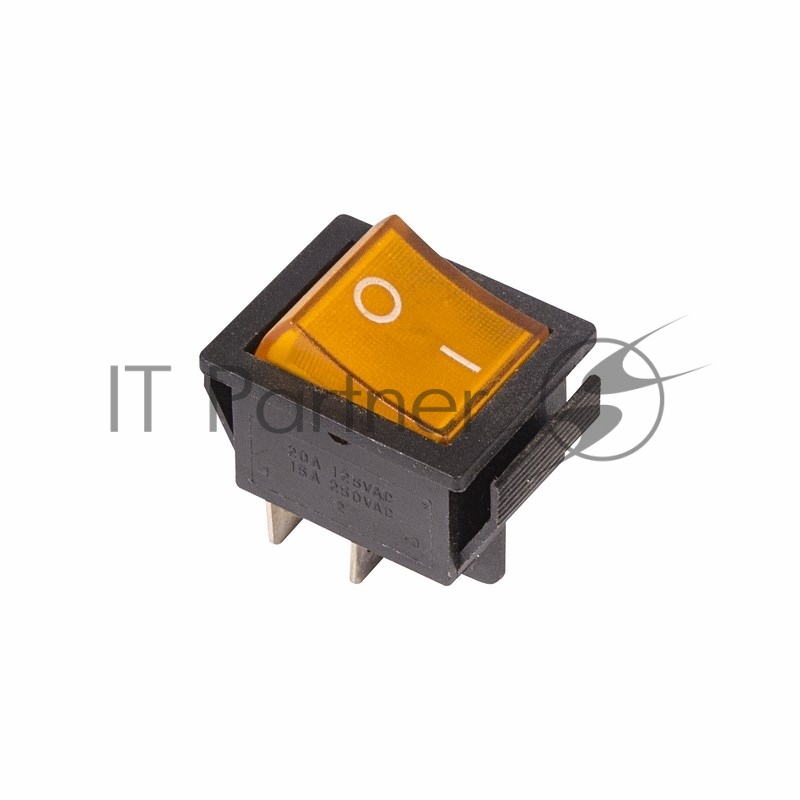 Rexant 36-2333 Выключатель клавишный 250V 16А (4с) ON-OFF желтый  с подсветкой  (кратно 10)