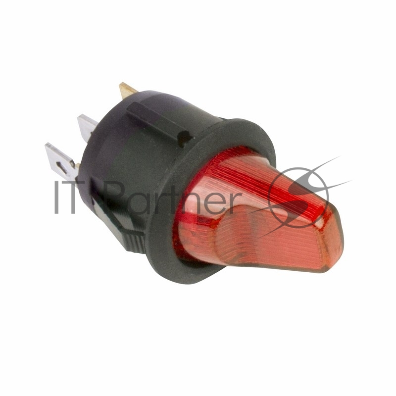 Rexant (36-2590) Выключатель клавишный круглый 12V 16А (3с) ON-OFF красный  с подсветкой  