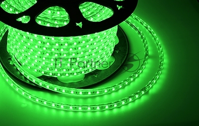 Лента светодиодная Neon-night 220 В, 10х7 мм, IP67, SMD 2835, 60 LED/m, цвет свечения зеленый, бухта 100 м