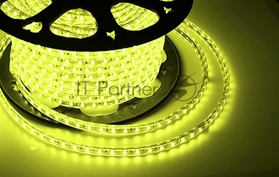 Лента светодиодная Neon-night 220 В, 10х7 мм, IP67, SMD 2835, 60 LED/m, цвет свечения желтый, бухта 100 м