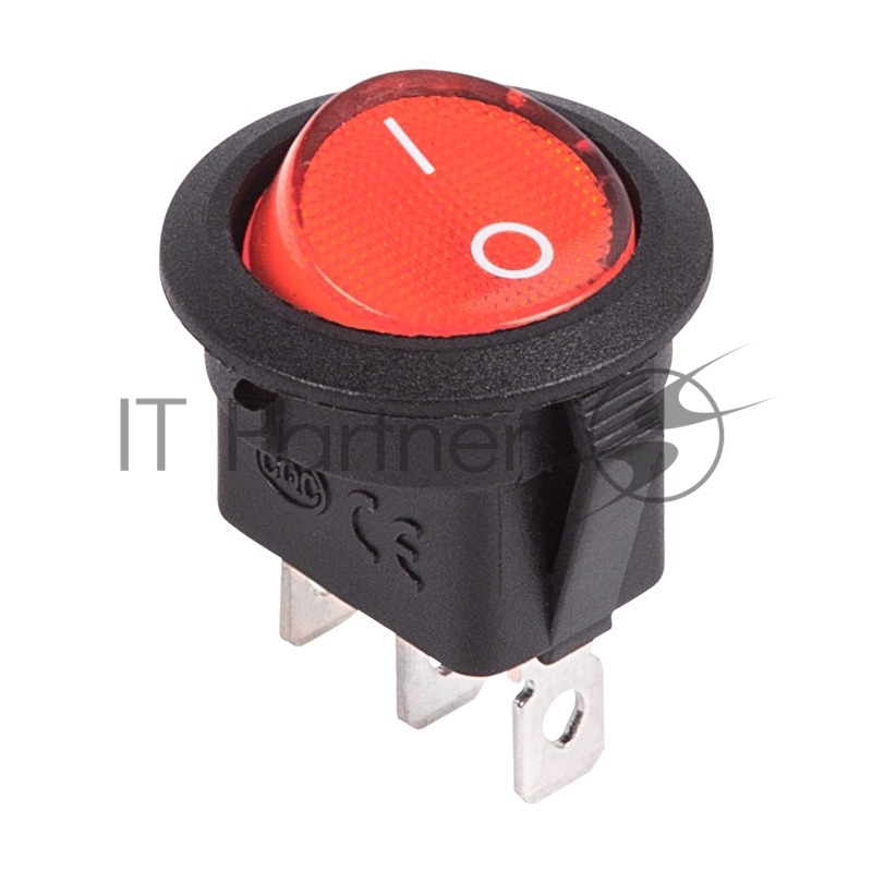 Rexant 36-2585 Выключатель клавишный круглый 12V 20А (3с) ON-OFF красный  с подсветкой  (уп 10 шт)