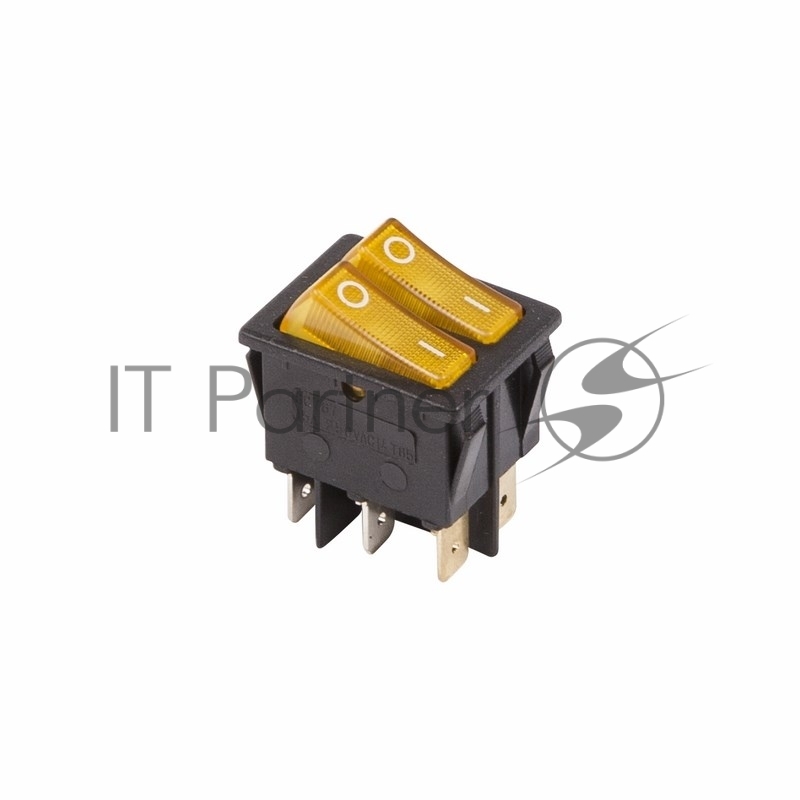 Rexant 36-2413 Выключатель клавишный 250V 15А (6с) ON-OFF желтый  с подсветкой  ДВОЙНОЙ  