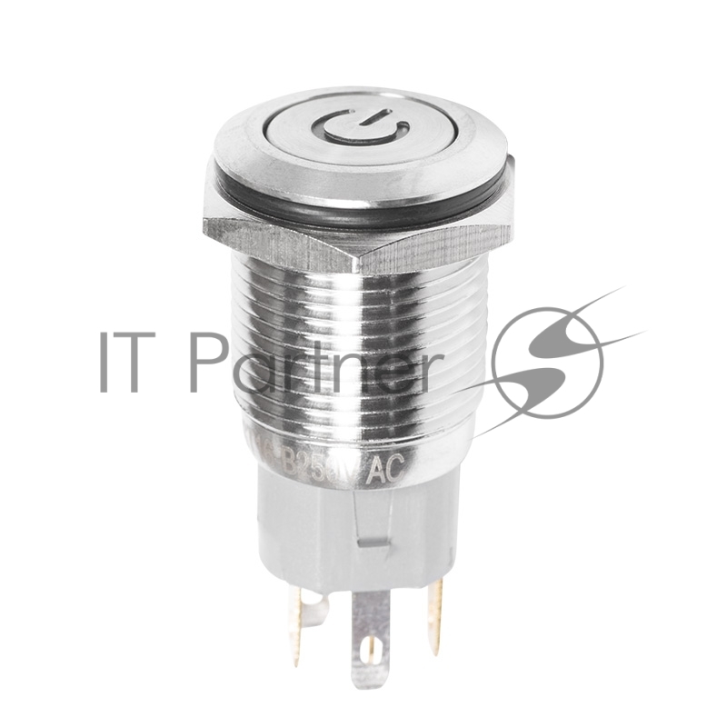 Rexant 36-3243 Кнопка  антивандальная O16 250В Б/Фикс (5с) (ON)-OFF плоская подсв/красная POWER  