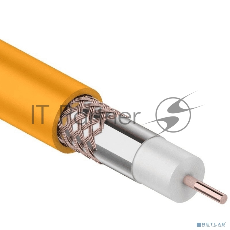 Rexant (01-2654) Кабель коаксиальный RG-6U+Cu нг(А)-HF, Cu/Al/Cu, 64%, 75 Ом, бухта 100 м, оранжевый