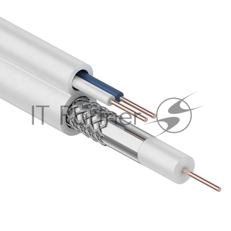 Rexant (01-4001) Кабель видеонаблюдения +2 жилы 100м  белый  (ККСВ)