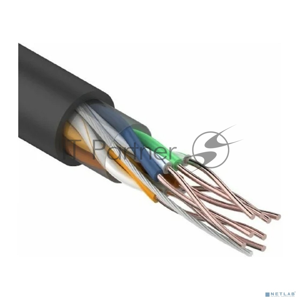 Кабель UTP Rexant 4PR 24AWG, CU (медь), cat.5e, 100 МГц, PE, черный, OUTDOOR, бухта 25 м