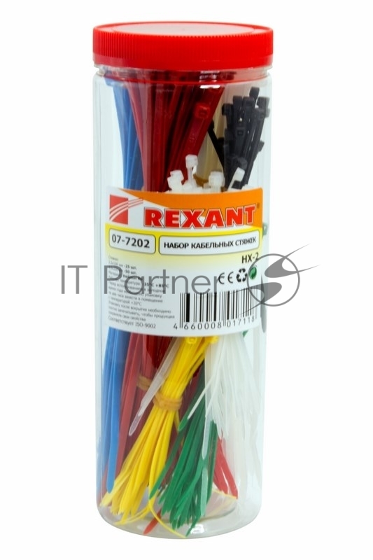 Rexant (07-7202) Набор стяжек нейлоновых 100, 200 мм, цветные, НХ-2, тубус 300 шт.