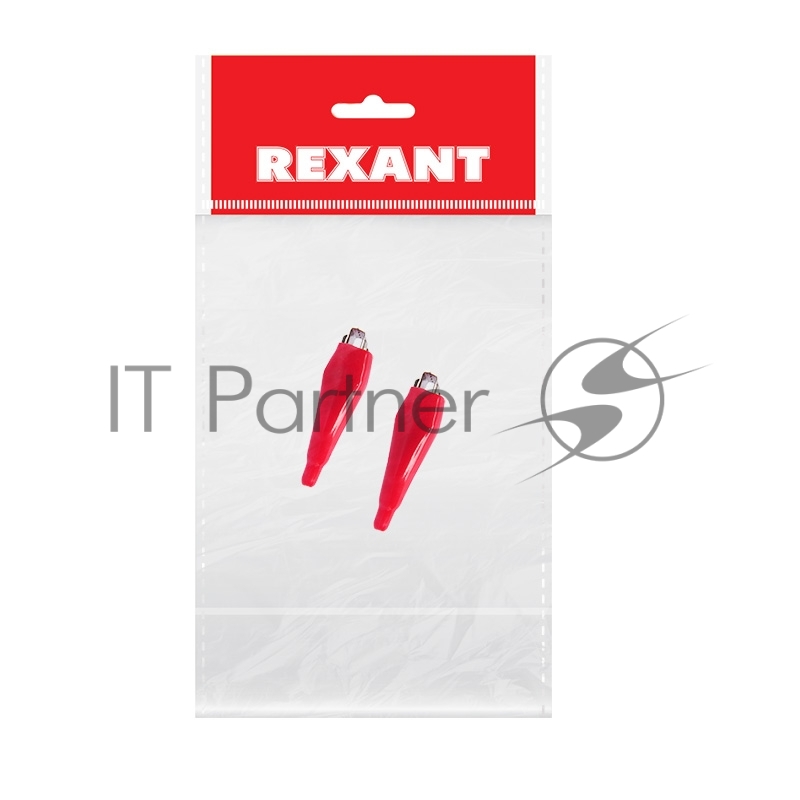 Зажим крокодил в изоляторе Rexant, длина 56 мм, ток 5A, 2 шт., пакет БОПП