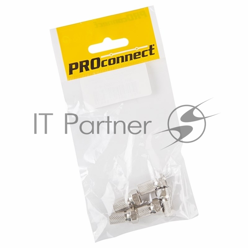 Разъем антенный на кабель PROconnect, штекер F для кабеля SAT (с резиновым уплотнителем), (5шт.) (пакет)