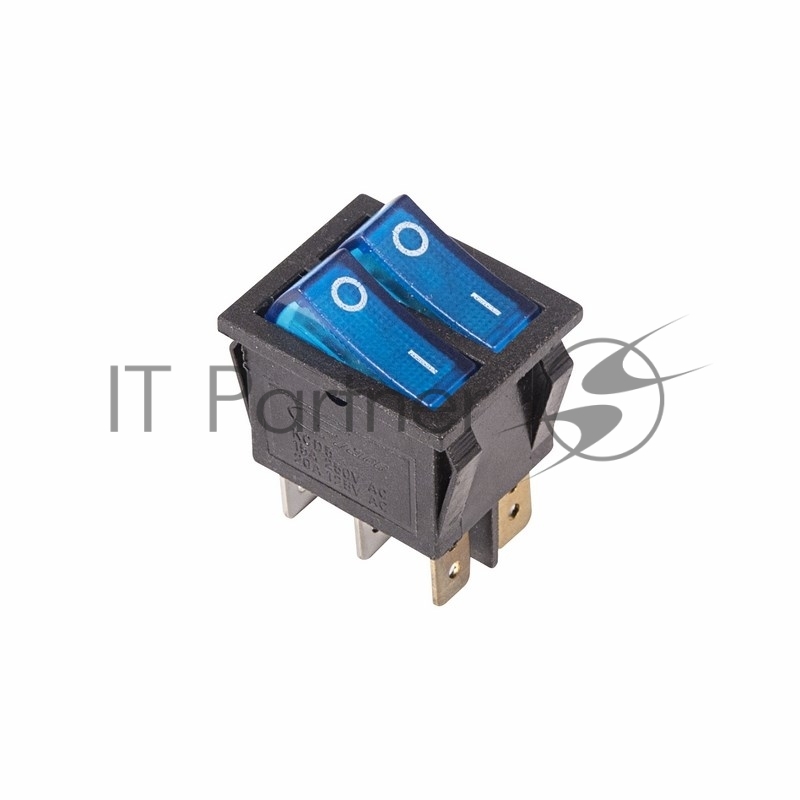 Rexant 36-2411 Выключатель клавишный 250V 15А (6с) ON-OFF синий  с подсветкой  ДВОЙНОЙ  