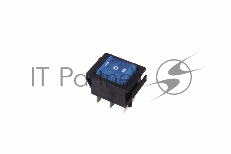 Rexant 36-2391 Выключатель клавишный 250V 15А (6с) ON-OFF-ON синий  с подсветкой и нейтралью  