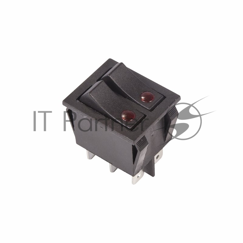 Rexant 36-2430 Выключатель клавишный 250V 15А (6с) ON-OFF черный  с подсветкой  ДВОЙНОЙ  