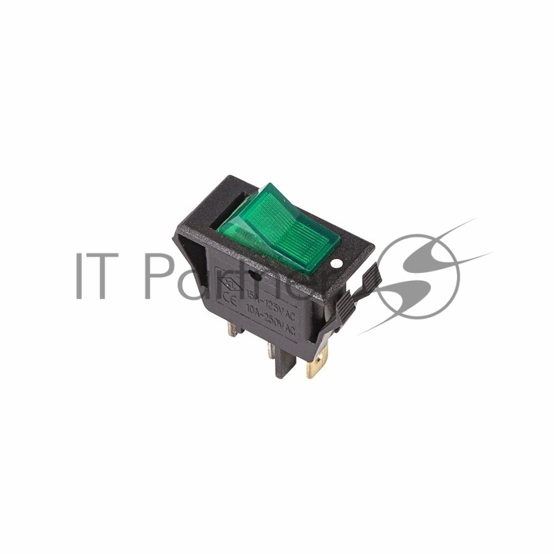 Rexant 36-2226 Выключатель клавишный 250V 15А (3с) ON-OFF зеленый  с подсветкой