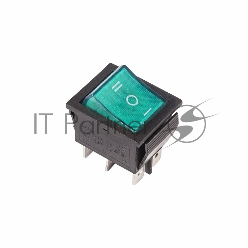 Rexant 36-2392 Выключатель клавишный 250V 15А (6с) ON-OFF-ON зеленый  с подсветкой и нейтралью  