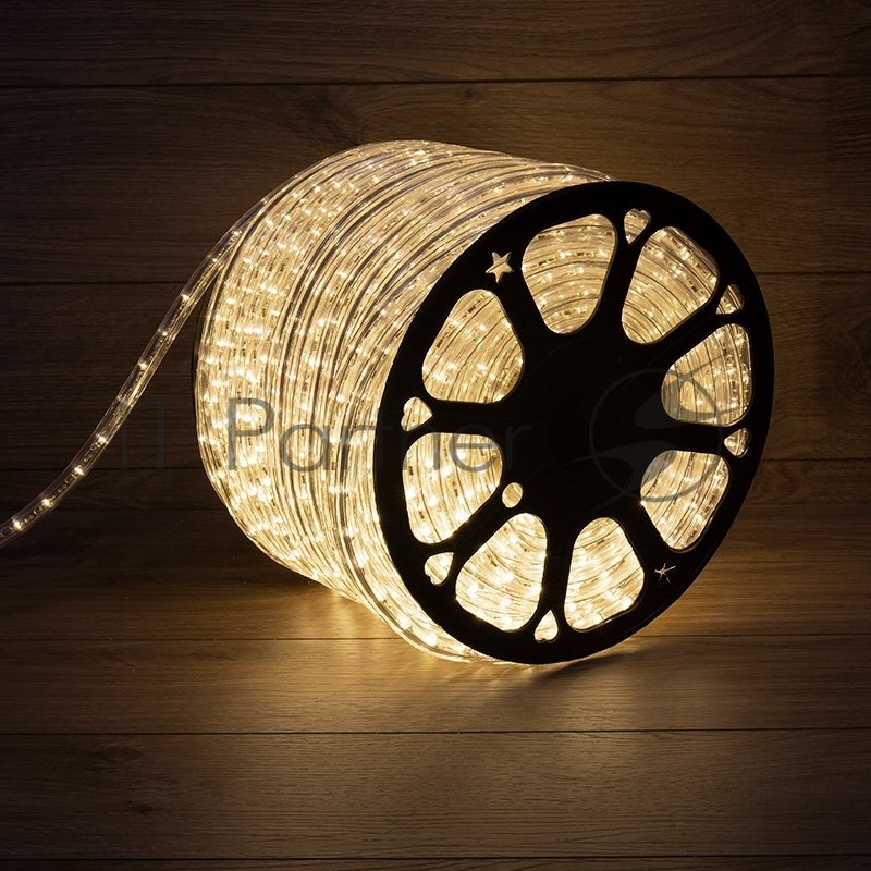 Дюралайт Neon-night LED, постоянное свечение (2W) - теплый белый Эконом 24 LED/м, бухта 100м
