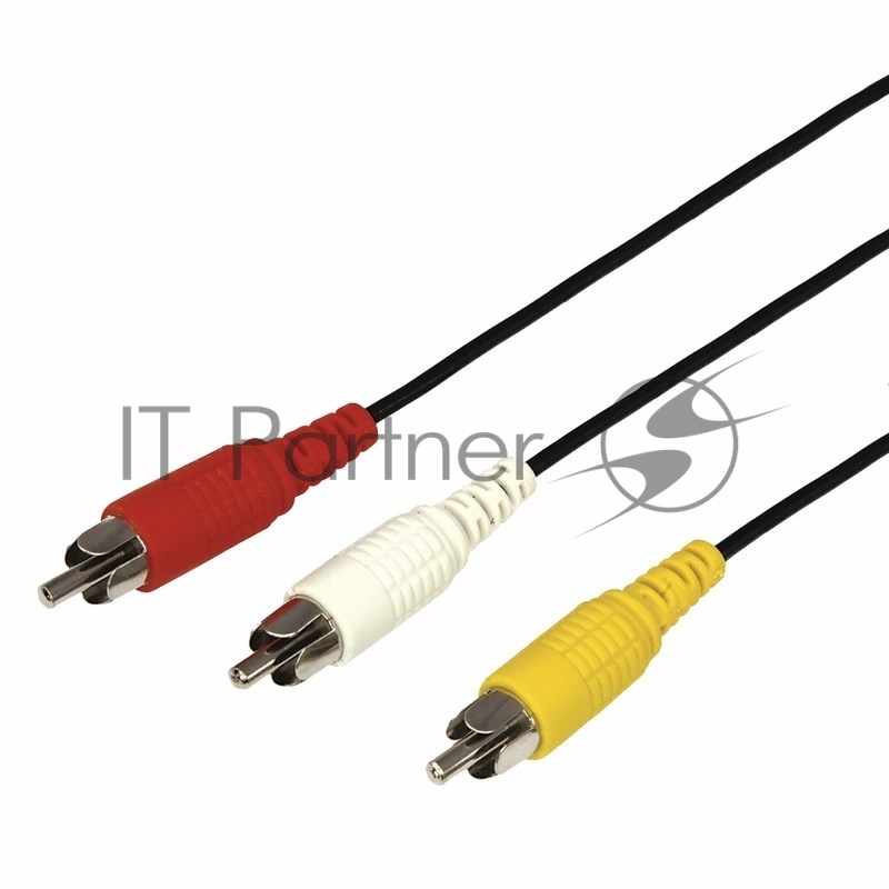 Шнур Rexant 3 RCA - 3 RCA, 5 м, черный (10 шт./уп.)