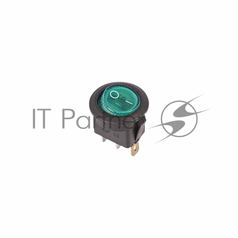 Rexant 36-2573 Выключатель клавишный круглый 250V 6А (3с) ON-OFF зеленый  с подсветкой (упаковка 10 штук)