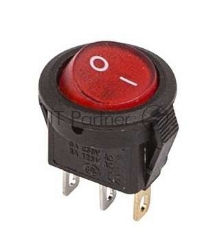 Rexant 36-2530 Выключатель клавишный круглый 250V 3А (3с) ON-OFF красный  с подсветкой  Micro  