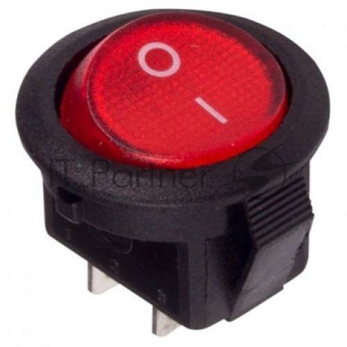 Rexant 36-2511 Выключатель клавишный круглый 250V 3А (2с) ON-OFF красный  Micro  (10 шт)