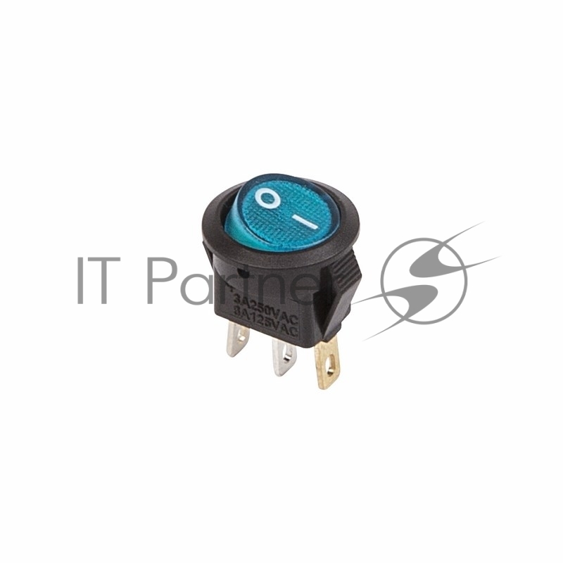 Rexant 36-2531 Выключатель клавишный круглый 250V 3А (3с) ON-OFF синий  с подсветкой  Micro  