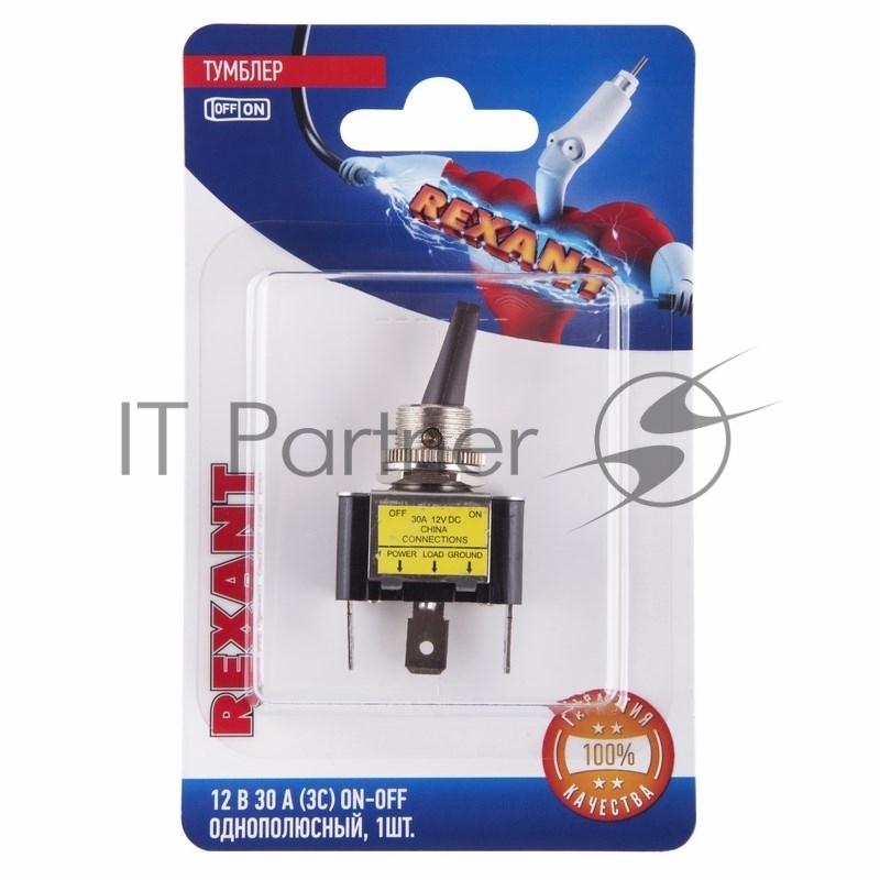 Тумблер Rexant 12V 30А (3c) ON-OFF однополюсныйс красной LED подсветкой (ASW-07D-2) (в упак. 1шт.)
