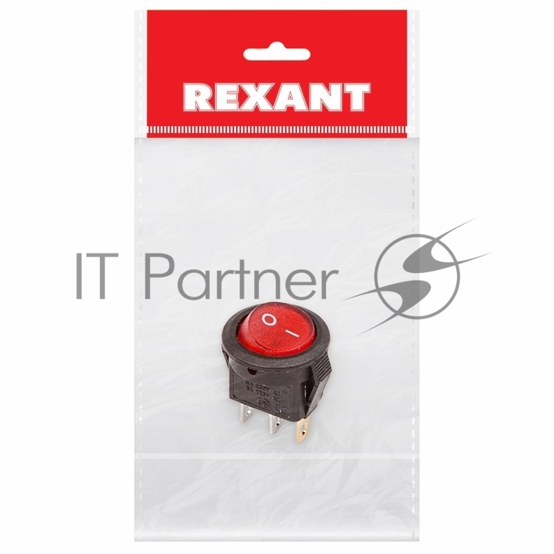 Выключатель клавишный Rexant круглый 250V 3А (3с) ON-OFF красный с подсветкой Micro (RWB-106, SC-214) Индивидуальная упаковка 1 шт