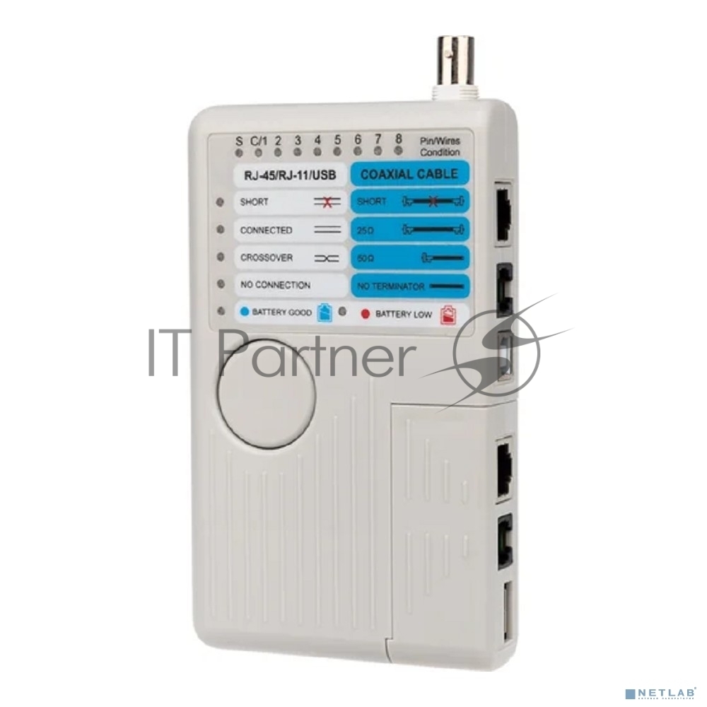 Rexant (12-1003) Тестер кабеля универсальный 5 в 1  RJ-45+RJ-11/RJ-12+1394+USB+BNC  3468 