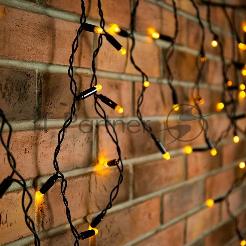 Гирлянда Neon-night Айсикл (бахрома) светодиодный, 4,8 х 0,6 м, черный провод, 230 В, диоды желтые, 176 LED