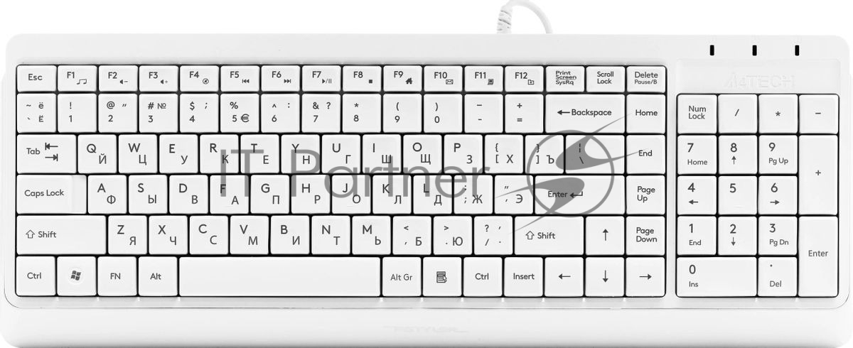 Клавиатура проводная A4Tech Fstyler FK15, USB, белый