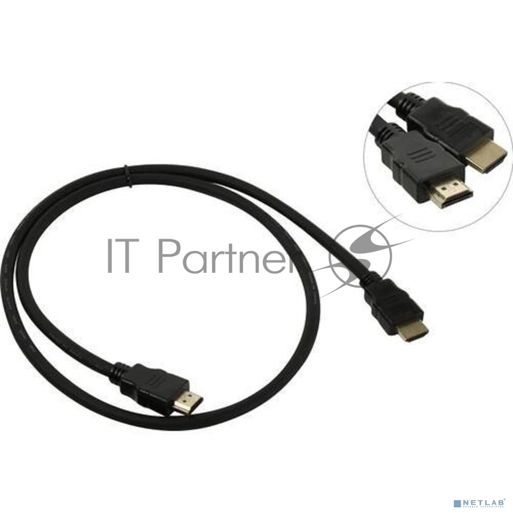 Exegate EX287729RUS Кабель HDMI ExeGate EX-CC-HDMI2-1.0 (19M/19M, v2.0, 1м, 4K UHD, Ethernet, позолоченные контакты)