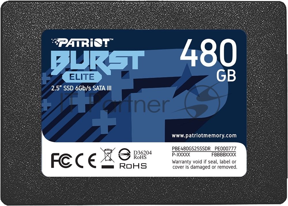 Накопитель SSD Patriot Burst Elite, 480Gb, SATA, 2.5", R/W 450/320