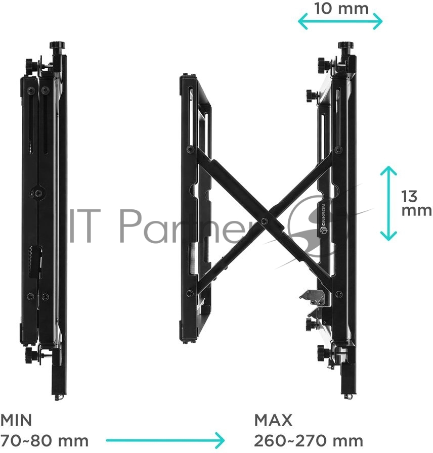 Настенное крепление ONKRON PRO7 Mдля видеостен 40”-70", черный