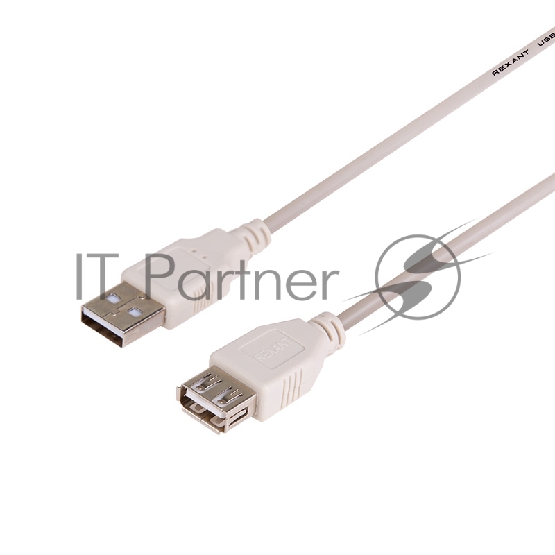 Rexant (18-1116) Кабель шт. USB-A – гн. USB-A, 2,4А, 3м, ПВХ, серый