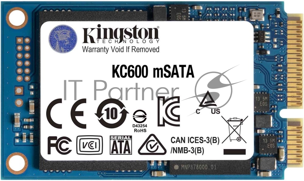 Накопитель SSD Kingston KC600, 1Tb, mSATA, R/W 550/520