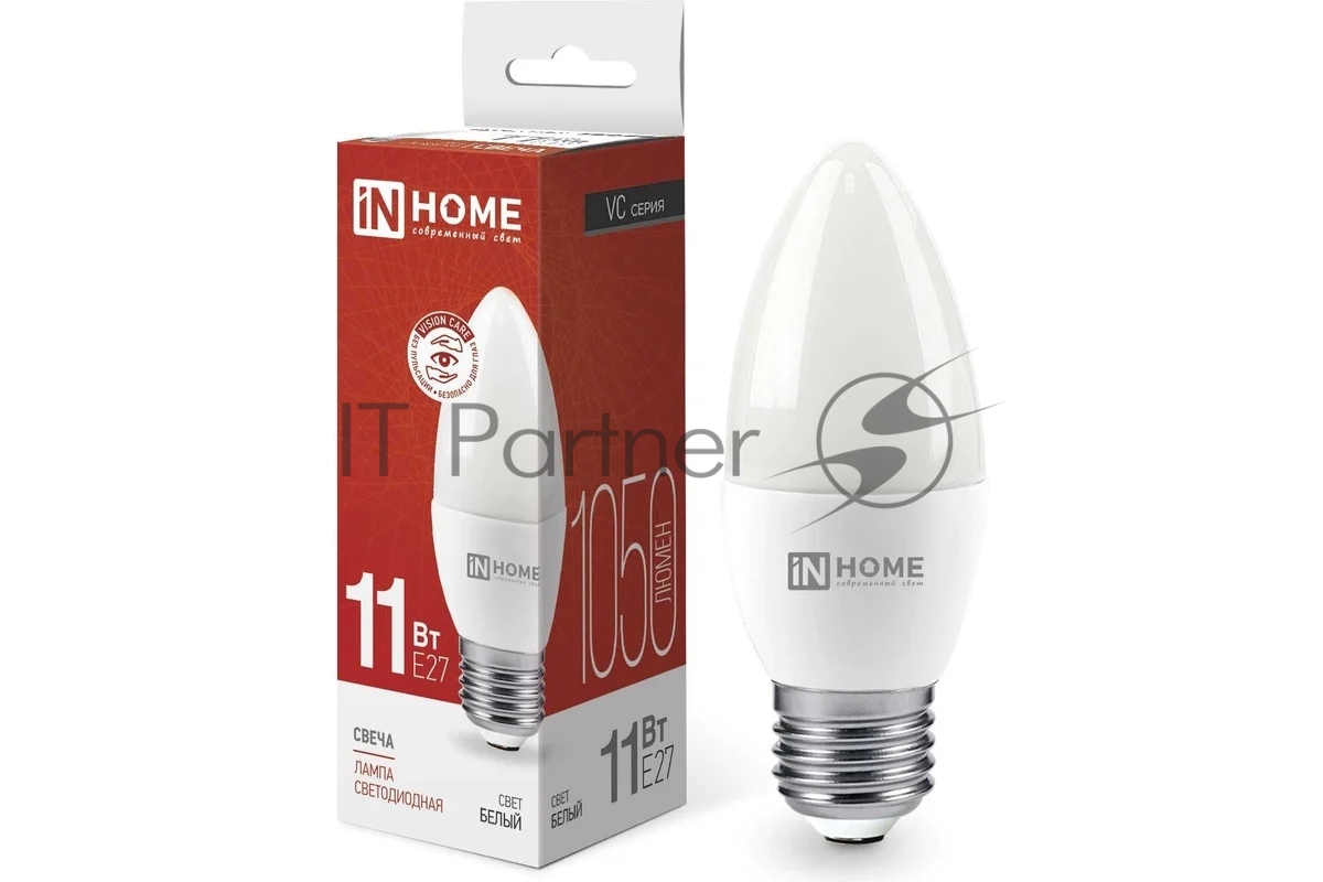 Лампа светодиодная LED-СВЕЧА-VC 11Вт 230В E27 4000К 990лм IN HOME 4690612020495