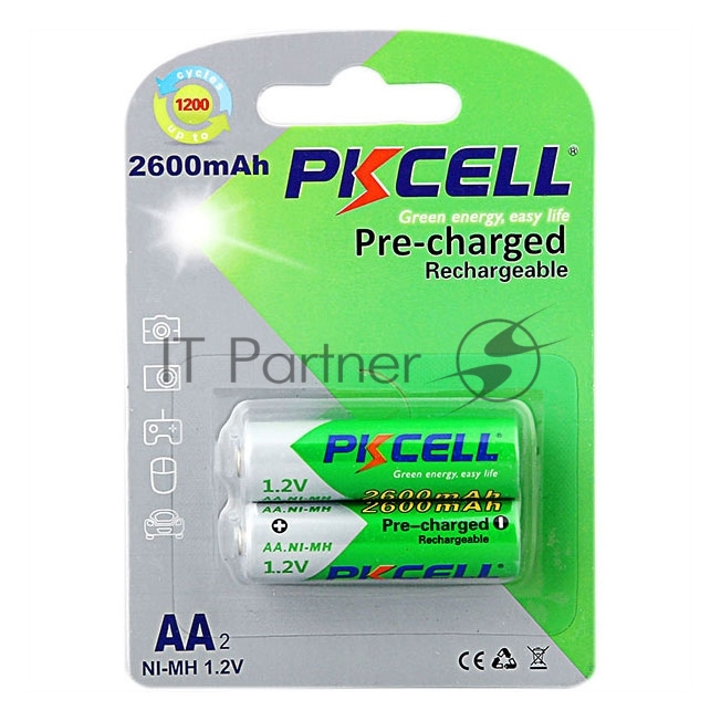 Никель-металлогидридный аккумулятор PKCELL NI-MH RTU AA2600-2B тип - AA 2 шт в блистере