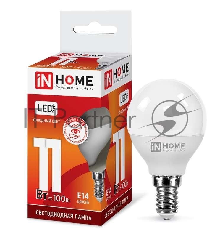 Лампа светодиодная LED-ШАР-VC 11Вт 230В E14 6500К 990лм IN HOME 4690612024929