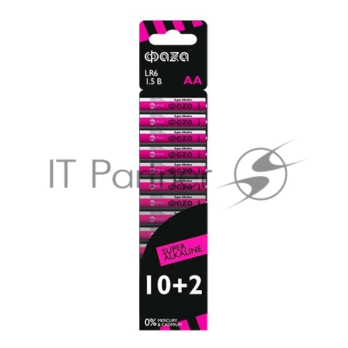 Элемент питания алкалиновый LR6 Super Alkaline SBL-10+2 (уп.12шт) ФАZА 2854582, 1.5 В