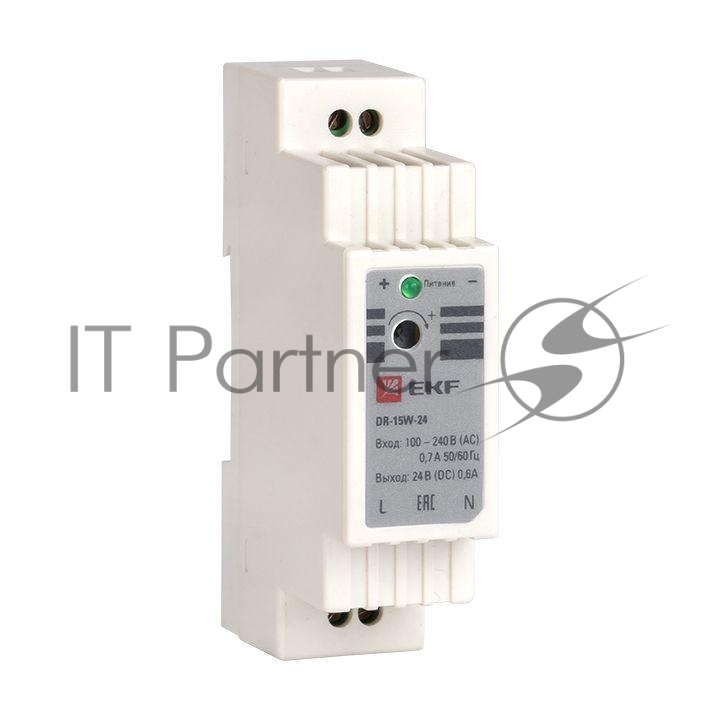 Блок питания EKF DR-15W-24, на DIN-рейку, белый (DR-15W-24)