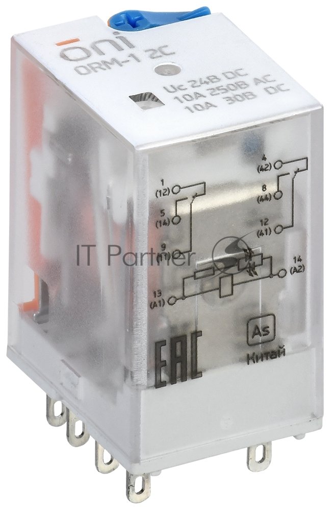 Реле интерфейсное ORM-1 2C 24В DC с LED и тест. кнопкой ONI ORM-1-2C-DC24V-L-B
