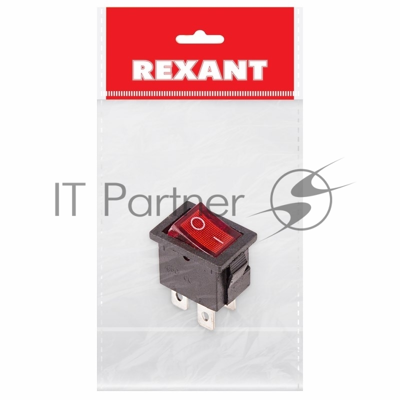 Выключатель клавишный Rexant 250V 6А (4с) ON-OFF красный с подсветкой Mini (RWB-207, SC-768)