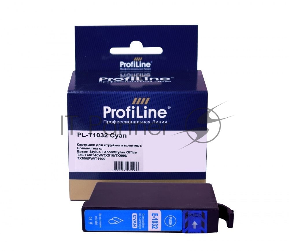 Картридж струйный ProfiLine PL-T1032 для принтеров Epson Stylus TX550/Stylus Office T30/T40/T40W/TX510/TX600/TX600FW/T1100 с чернилами Cyan 11,1 мл