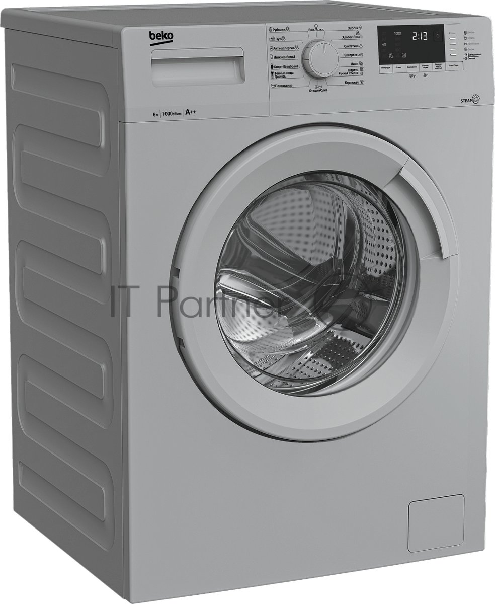 Стиральная машина Beko WSRE6512ZSS серебристый, загрузка фронтальная 6 кг, 1000 об/мин., класс: А