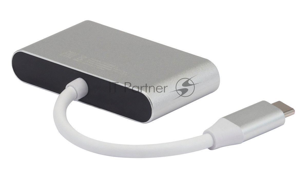 Кард-ридер Digma CR-С2501-S/серебристый/SD/TF/micro-SD/USB Type-C/алюминий